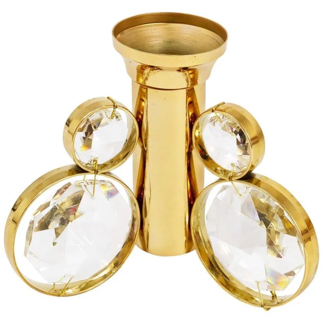 Brass and Crystals Candleholder in the style of Gaetano Sciolari from Palwa, 1970s For Sale - Image 10 of 10
