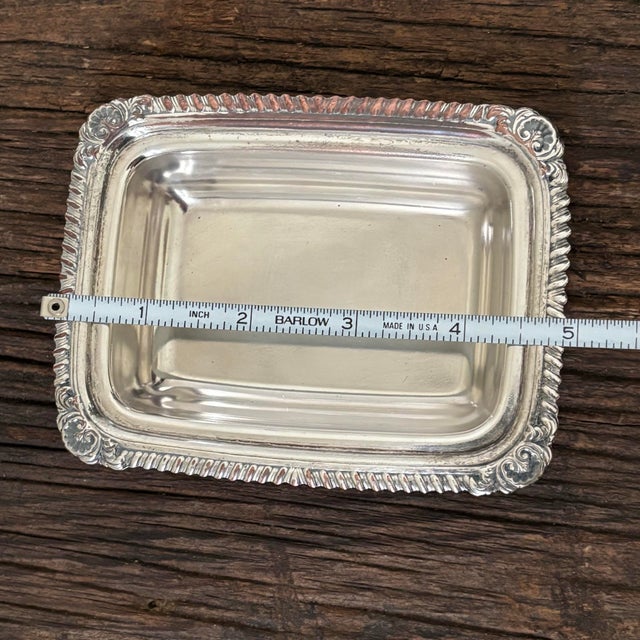 Metal 1940s Silver Plate Trinket Box - Vintage Covered Butter Dish For Sale - Image 7 of 7