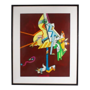 “Early Bird Gets the Worm” Abstract Mixed Media Painting by James L. Bruch