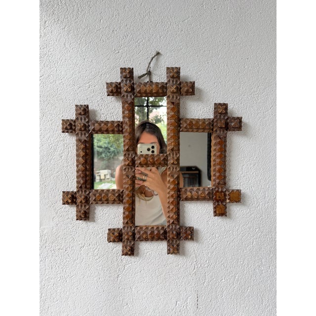 Tramp Art Mirror Frames, 1890s, Set of 2 For Sale - Image 10 of 18