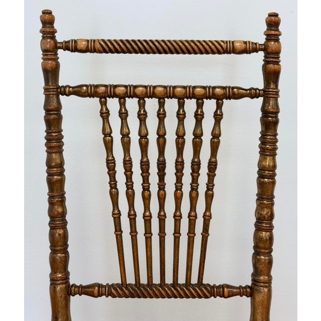 Wood Vintage Gilded Turned Wood Spindle Back Chair For Sale - Image 7 of 8