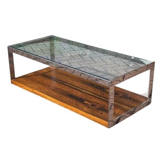 Mid-Century Rosewood, Glass and Chrome Coffee Table from Merrow Associates For Sale