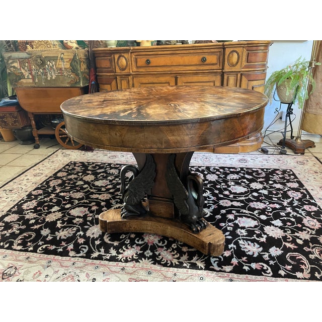 C. 1815, Italian Empire Neoclassical Center Table, Walnut With Ebonized Swans For Sale In San Francisco - Image 6 of 12