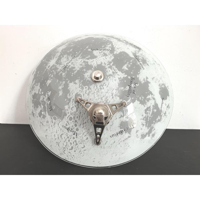White 1960s Space Age Moon & Lander Flush Light For Sale - Image 8 of 18