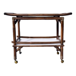 Mid Century Bamboo Bar Cart in the Manner of John Wisner for Ficks Reed