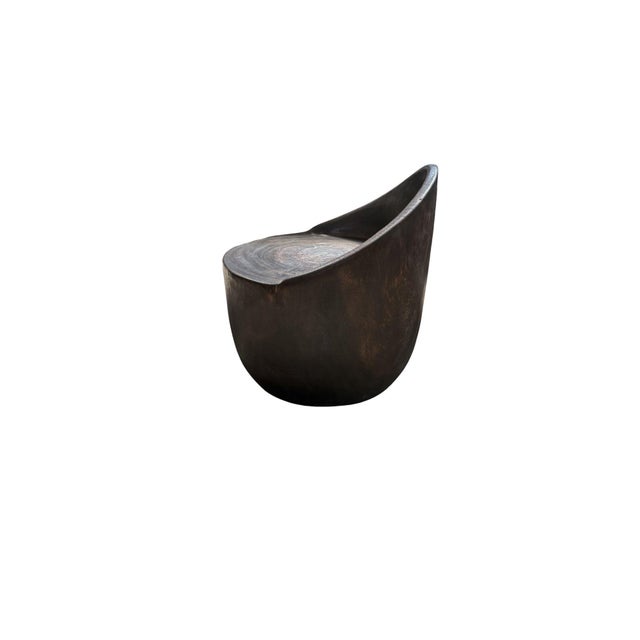Sculptural Lounge Chair Carved From Solid Suar Wood, Modern Organic For Sale - Image 6 of 8