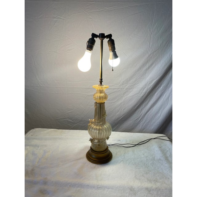 1940s Bubble Gold and Gold Leaf "Cordonato d'Oro" Murano Glass Lamp by Barovier & Toso; This beautiful lamp of 1940s...