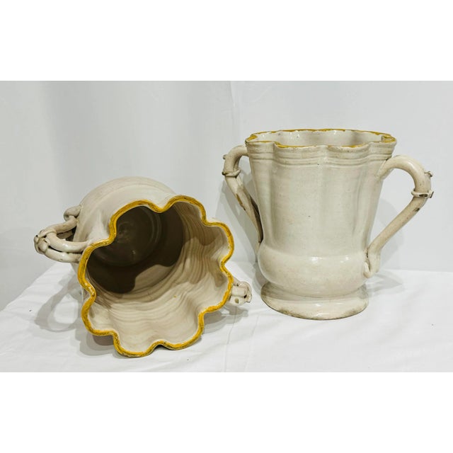 Rustic European Pair of Vintage Italian Pottery Planter Urns For Sale - Image 3 of 8