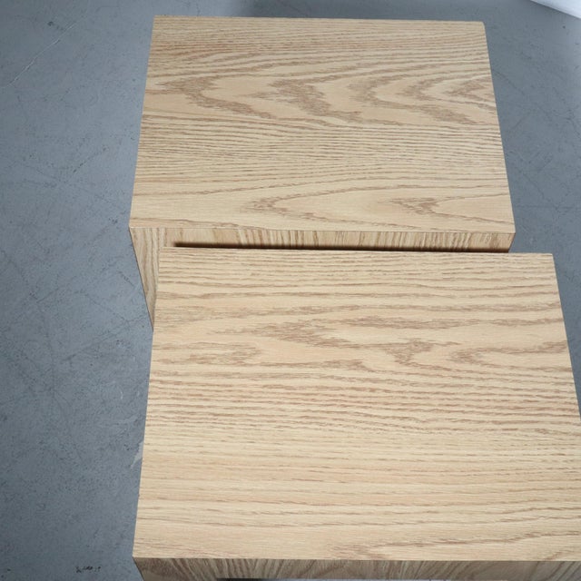 1970s 1970s Modern Faux Woodgrain Parsons Side Tables - A Pair For Sale - Image 5 of 6