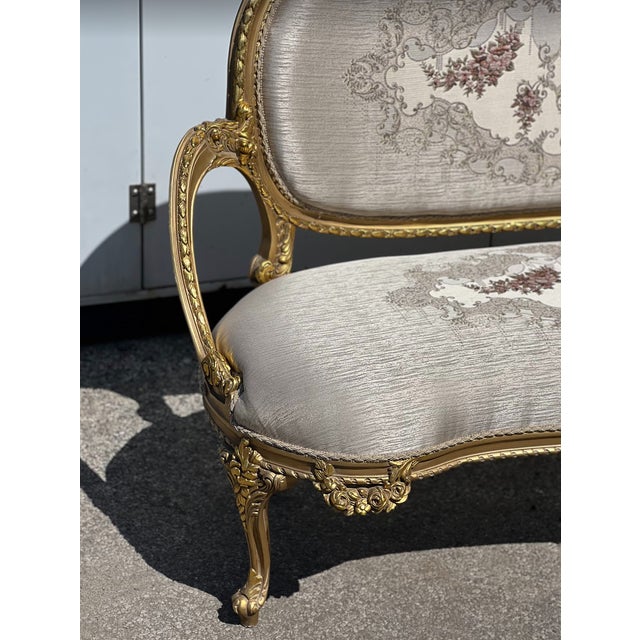 Wood Three-Seater French Rococo Style Settee Sofa For Sale - Image 7 of 9
