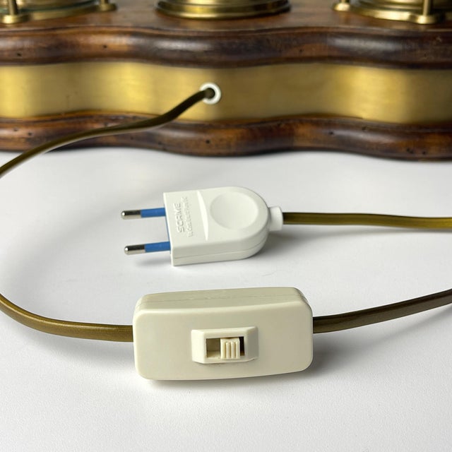 Vintage Wooden and Brass Table Lamp by Qvist & co, Sweden, 1970s For Sale - Image 12 of 18