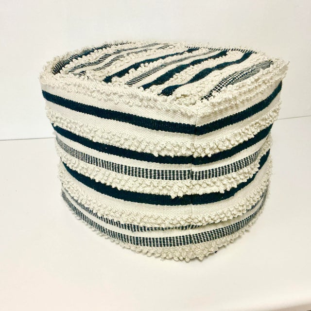 1980s Vintage Boho Chic Coastal Kilim Pouf Hassock Footstool. For Sale - Image 12 of 14