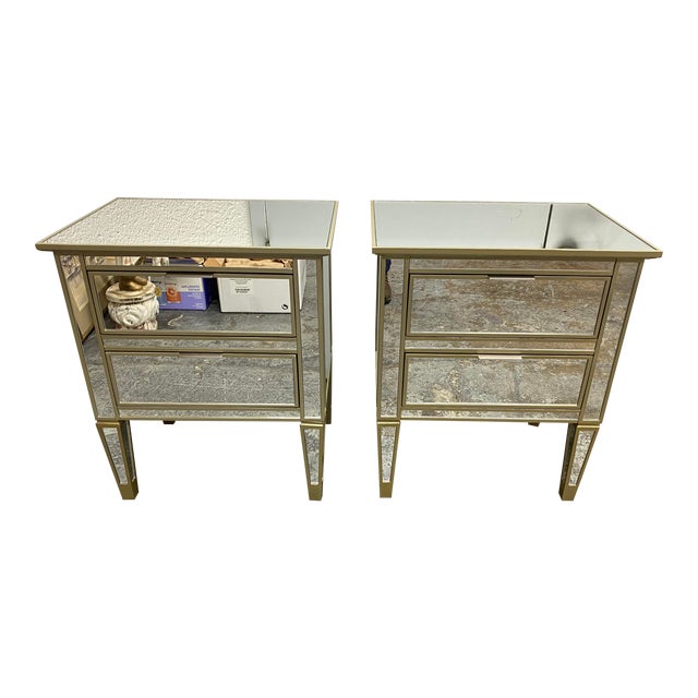 Pottery Barn Park Mirrored Nightstands A Pair Chairish