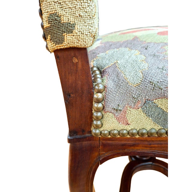 Pair of Antique Louis XIV Style, Needlepoint-Upholstered Side Chairs For Sale - Image 15 of 18