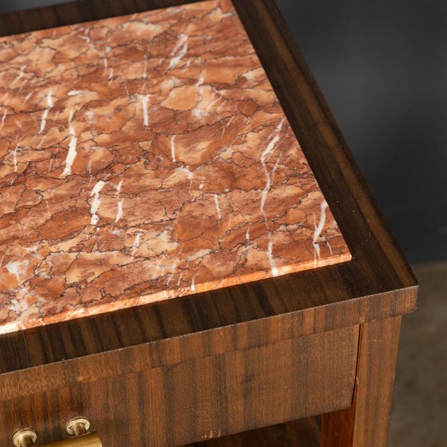 20th Century Italian Kingwood & Marble Bedside Cabinets, 1950s, Set of 2 For Sale - Image 15 of 18