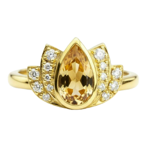 Lotus Gold Ring With Citrine Silver, Gold, Size 6