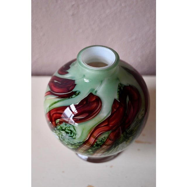 Green and Red Murano Glass Lamp Base, 1980s For Sale - Image 9 of 12