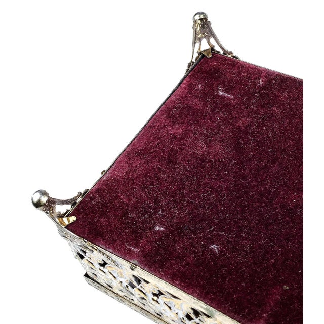 Gold Vintage Ormolu Metal Filigree Detailed Tissue Box Cover For Sale - Image 8 of 10