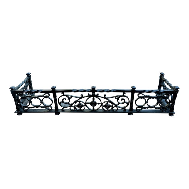 Vintage Wrought Iron Fireplace Fender For Sale