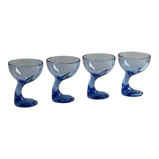 1980s Italian Bormioli Rocco Cobalt Blue Dessert / Serving Bowls — Set of 4 For Sale