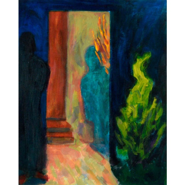 Interior courtyard scene by Santa Cruz, California artist Betsy J. Miller (American, b. 1956). This piece is a part of the...