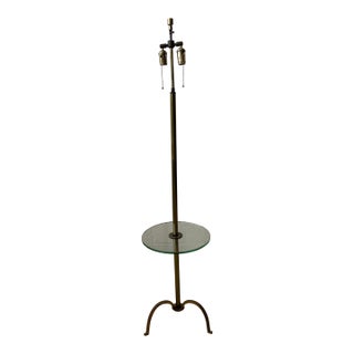 Stiffel Brass Floor Lamp With Round Glass Table For Sale