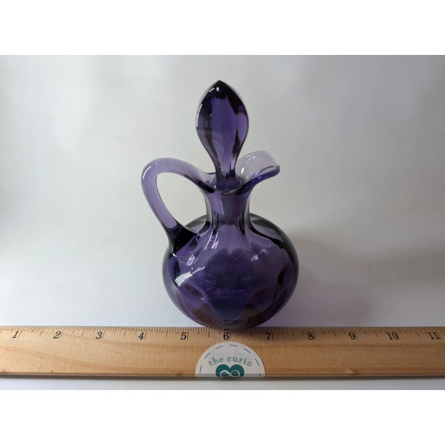 Purple Mid 20th Century Mid Century Modern Heisey & Co. Yeoman Cruet Hawthorne Orchid With Stopper For Sale - Image 8 of 9