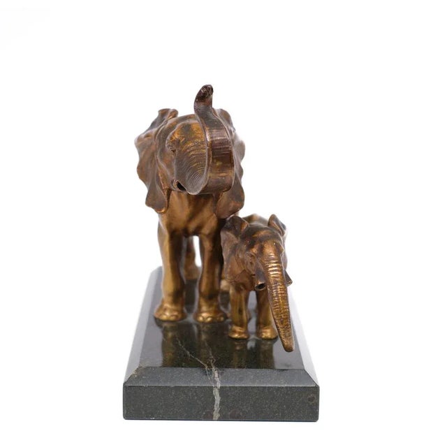 Art Deco Two Elephants on Black Marble Base, France, 1925 For Sale - Image 10 of 12