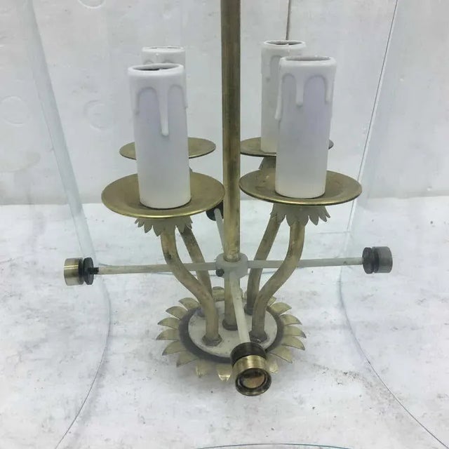 1935s Fontana Arte Attributed Brass and Curved Glass Pendant For Sale - Image 9 of 11