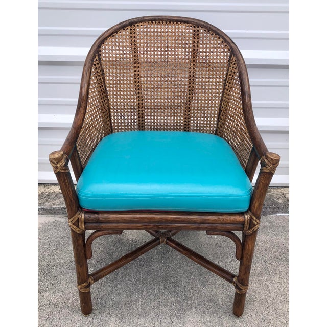 Mid-Century Modern Vintage Mid Century McGuire Rattan & Cane Arm Chair For Sale - Image 3 of 11