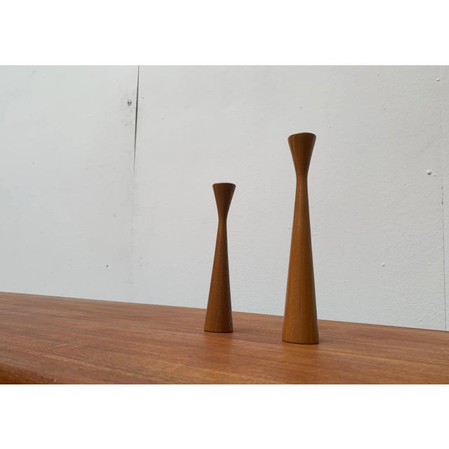 Vintage Danish Teak Candleholders, Set of 2 For Sale - Image 9 of 18