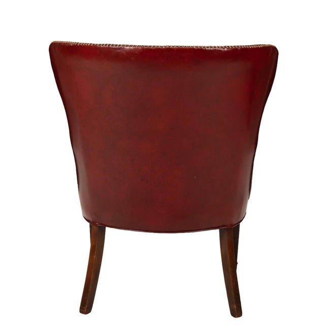 1950s Burgundy Red Vinyl Wingback Studded Library Club Chair For Sale - Image 12 of 13