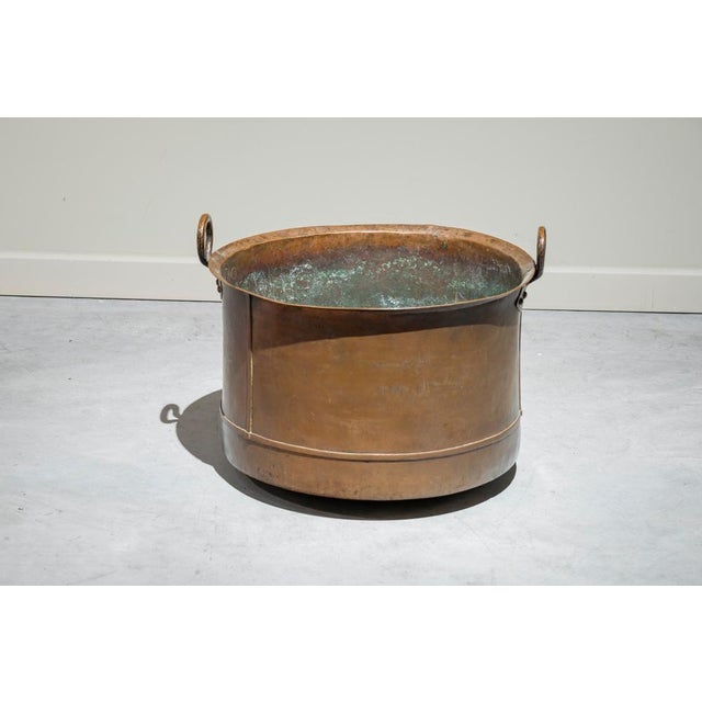 Metal Large Spanish Antique Copper Cauldron For Sale - Image 7 of 7