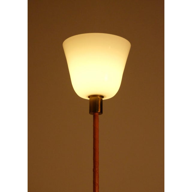 Brass & Leather Floor Lamp attributed to from Nordiska Kompaniet, 1950s For Sale - Image 3 of 10