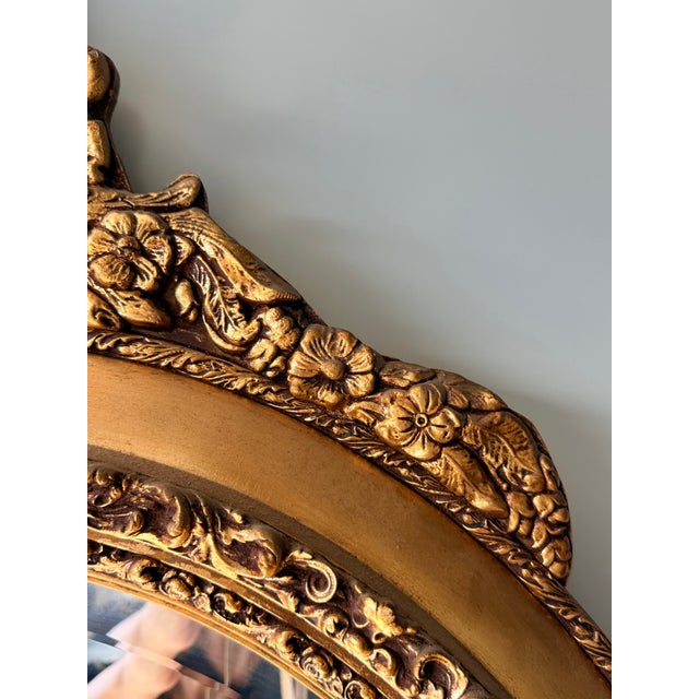 Arched Wall Mirror Ornate Carved Frame With a Gold Gilt Finish 19th-Century French Baroque Style Mirror For Sale - Image 4 of 12