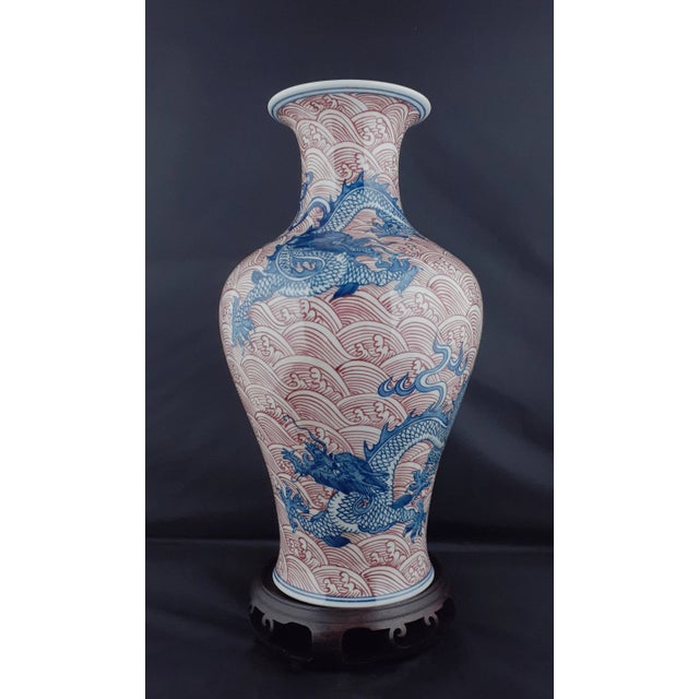Chinese Early 20th Century Chinese Porcelain Dragon Haitangzun For Sale - Image 3 of 11