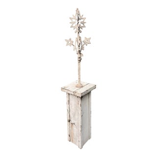 Antique Mounted "Widow's Walk" Iron Architectural Element on Painted Wood Base For Sale