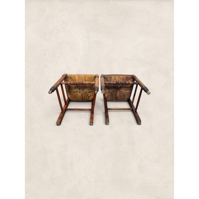 Brown Antique English Oak Pair of Occasional Chairs C 1900 For Sale - Image 8 of 10