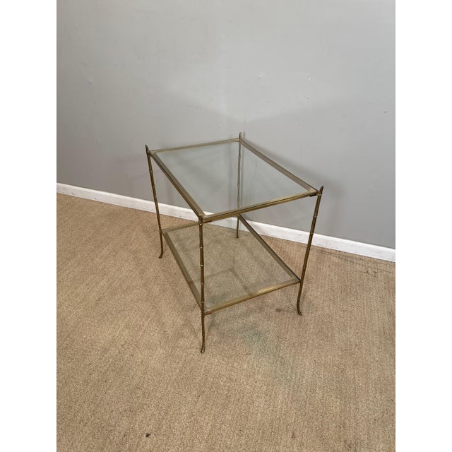Faux Bamboo Brass & Glass table For Sale In New York - Image 6 of 12