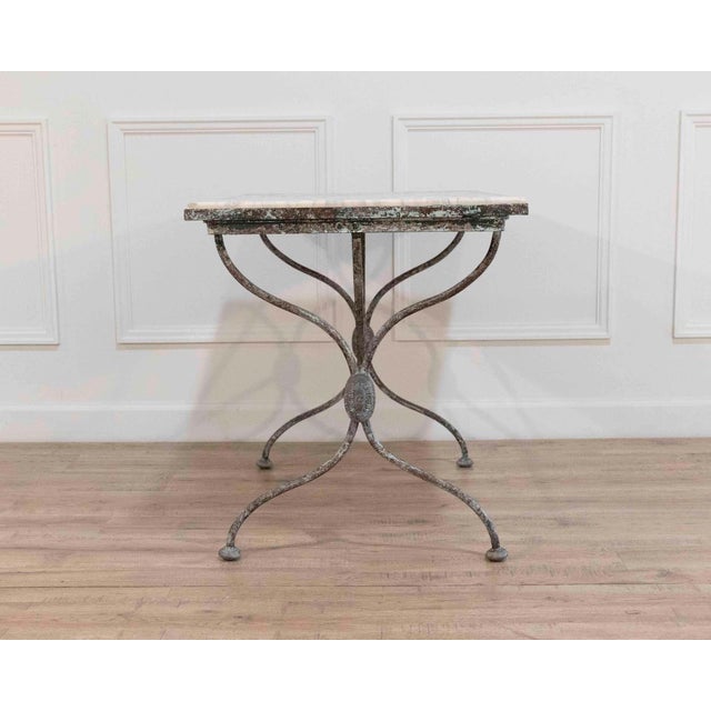 Gray 19th Century French Wrought Iron Table with Marble Top, Signed Emile Paul For Sale - Image 8 of 8