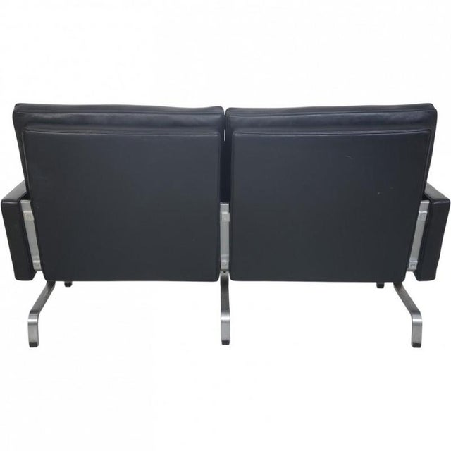 Vintage PK31 Two-Seater Sofa in Black Aura Leather by Poul Kjærholm, 1980s For Sale - Image 16 of 18