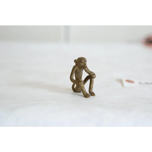 1950s Vintage African Bronze Sitting Monkey Eating Banana For Sale - Image 5 of 6