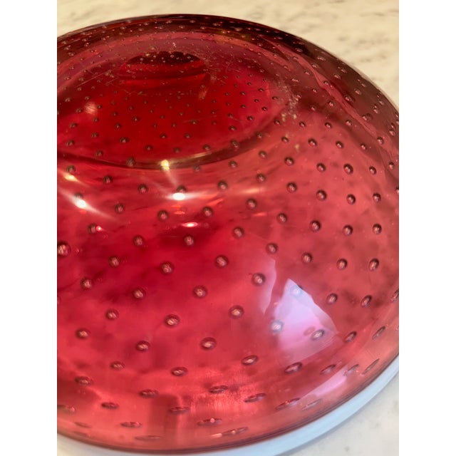 Mid 20th Century Pink Italian Murano MCM Bullicante Catchall Bowl For Sale - Image 5 of 9