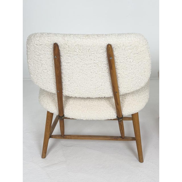 Brown Swedish Modern Lounge Chairs in Ivory Bouclé Upholstery from Alf Svensson, 1950, Set of 2 For Sale - Image 8 of 10