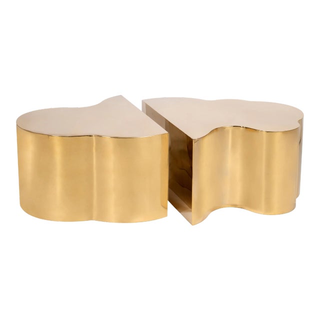 Luca Coffee Tables in Gold - a Pair For Sale