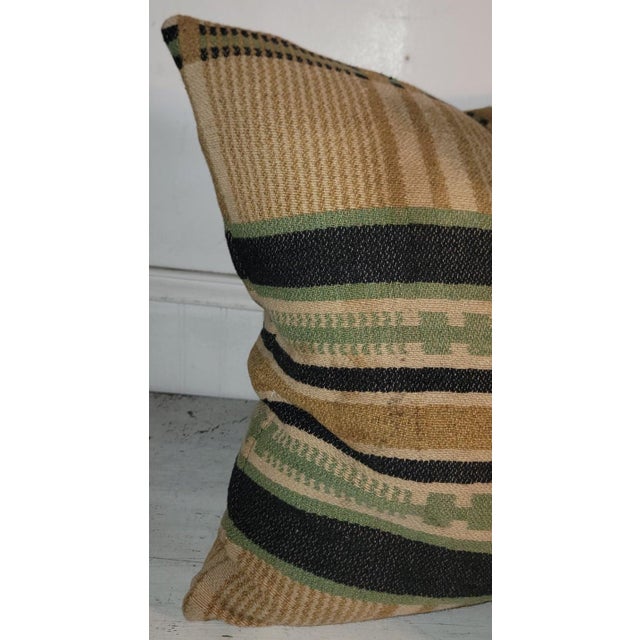 1940s Collection of Three 19Thc Horse Blanket Pillows For Sale - Image 5 of 6