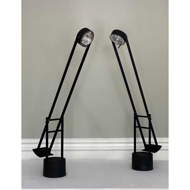 Vintage 1980s Black Modernist Halogen Task Desk Lamps, Pair | Chairish