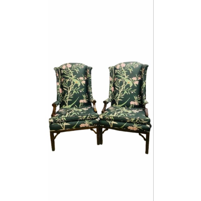 Vintage Chinoiserie Wingback Chair With New Tropical Upholstery. For Sale - Image 11 of 11