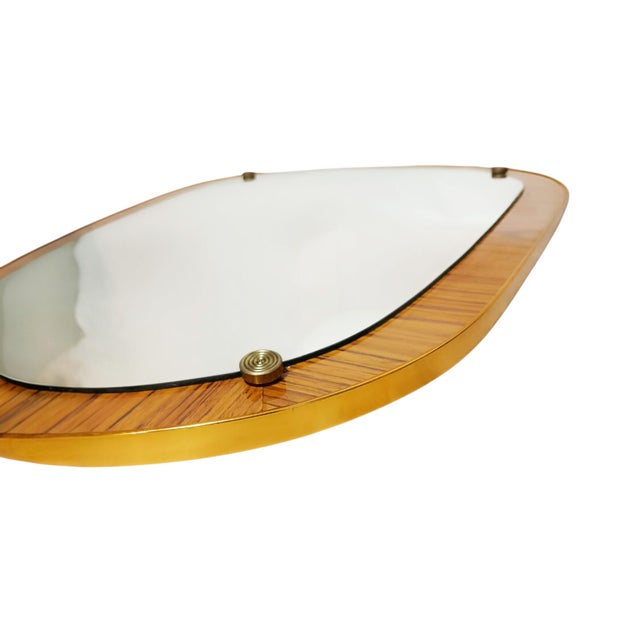 Vintage Organic Wall Mirror with Wood-Veneered Panel, 1960s For Sale - Image 4 of 8