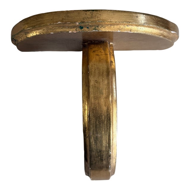 Art Deco Gilt Gold Wall Shelf Handmade Wood Half Round Display Shelf For Sale
